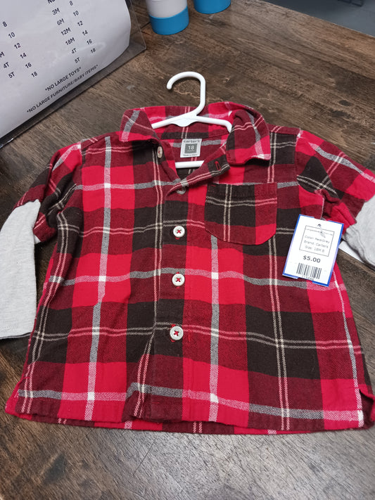 Red/Grey Carters Longsleeve Button Up, 18M B