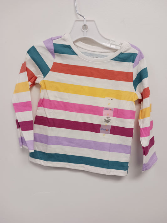 White/Colorful Striped Garanimals Longsleeve Shirt, 2T G