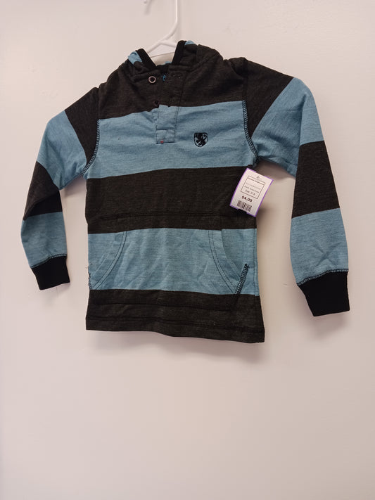 Grey/Blue Striped Street Rules Hooded Longsleeve, 3T B