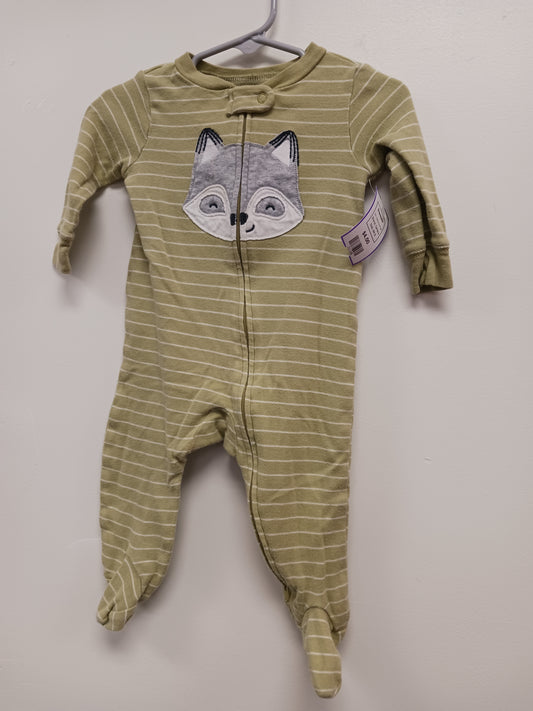 Green/White Striped Carters Sleeper, 6M B
