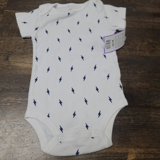 white Okie Dokie Lightening Bolt Onesie, 3M B
