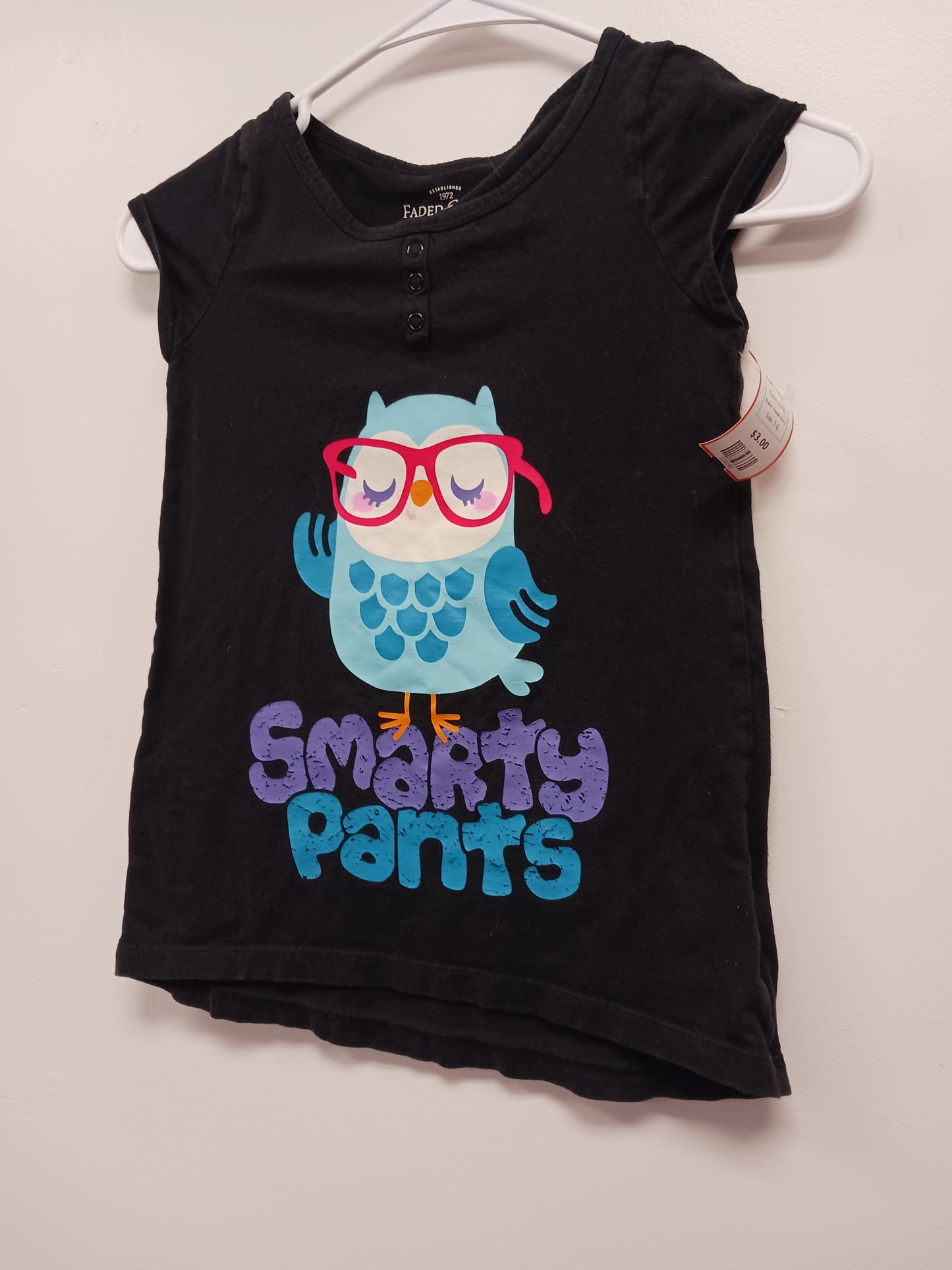 black Faded Glory Owl Tshirt, 7 G