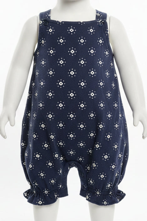Navy/White Flower Carters Short One Piece, 6M G