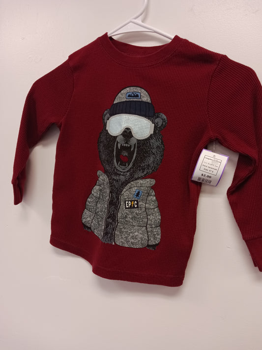 Burgandy Bear Garanimals Longsleeve Shirt, 4T B