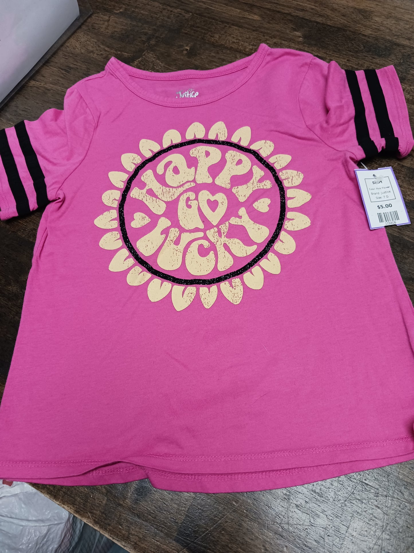 Pink Flower Justice Shirt, 7 G