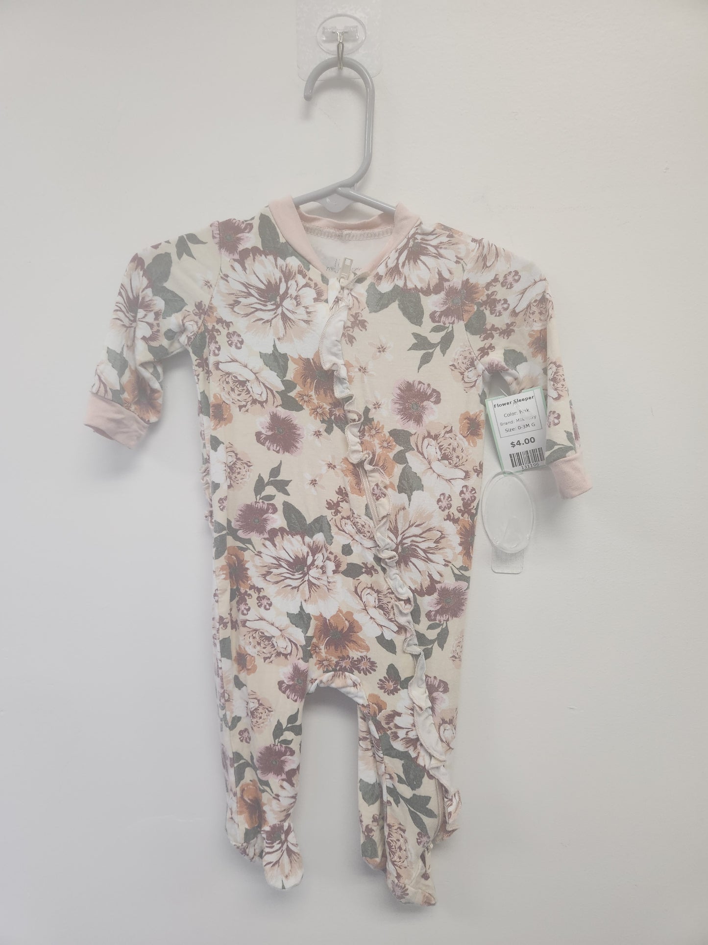Pink Milkberry Flower Sleeper, 0-3M G