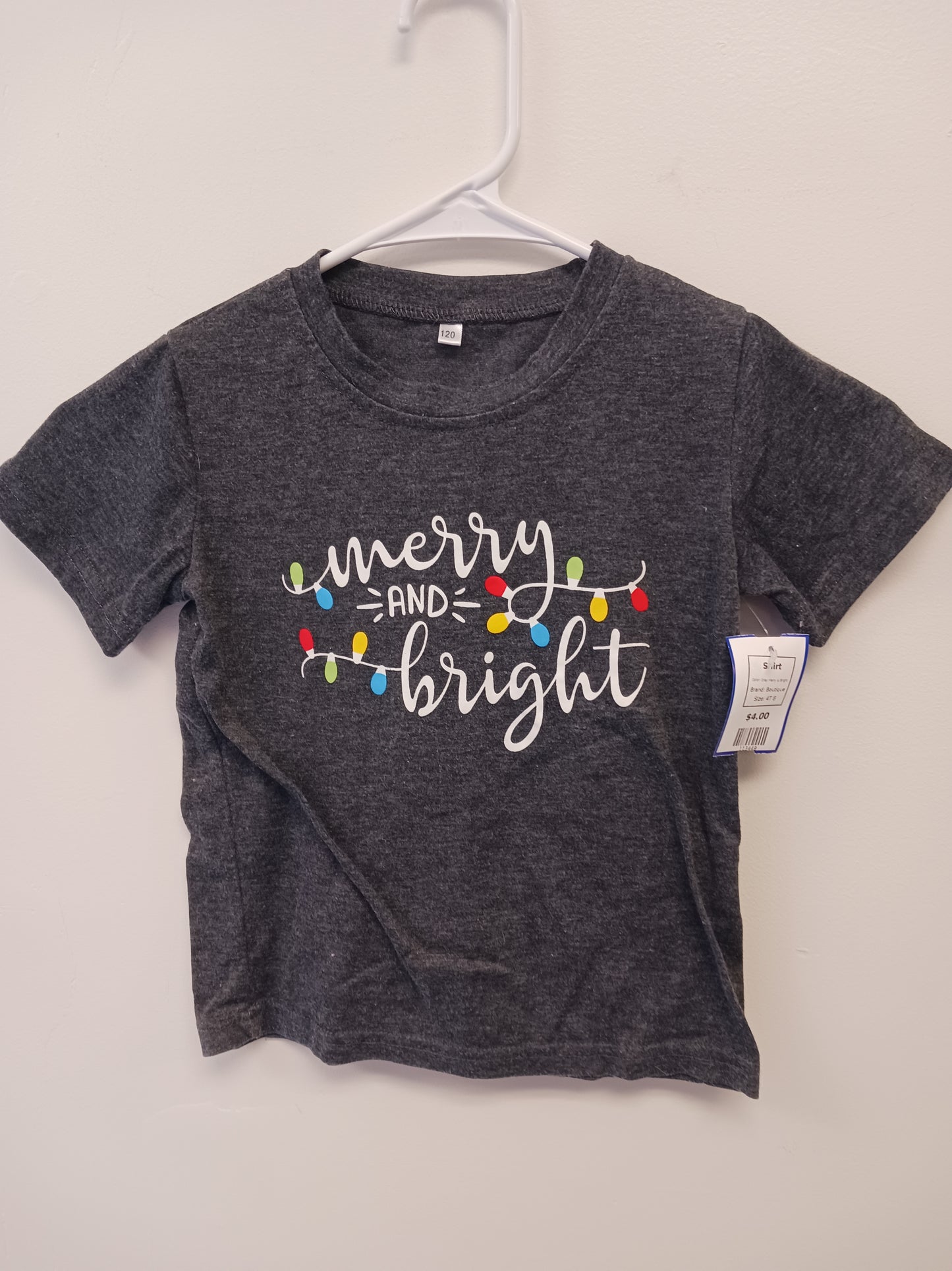 Grey Merry & Bright Boutique Shirt, 4T B