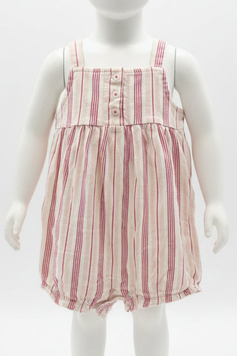 Pink/White Striped Carters Short One Piece, 6M G