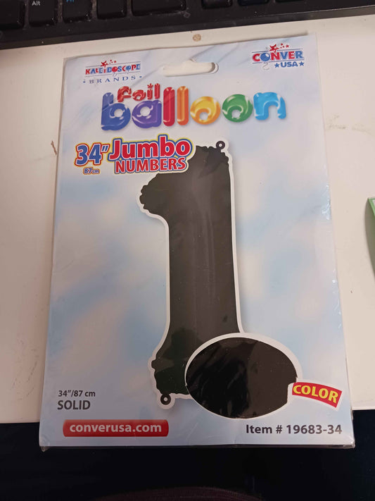 Black Kalcidoscope 34" #1 Foil Balloon