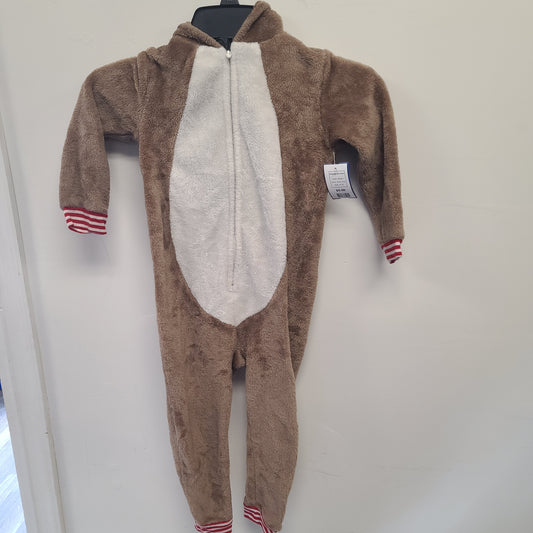 Brown North Pole Reindeer one piece, 4T B