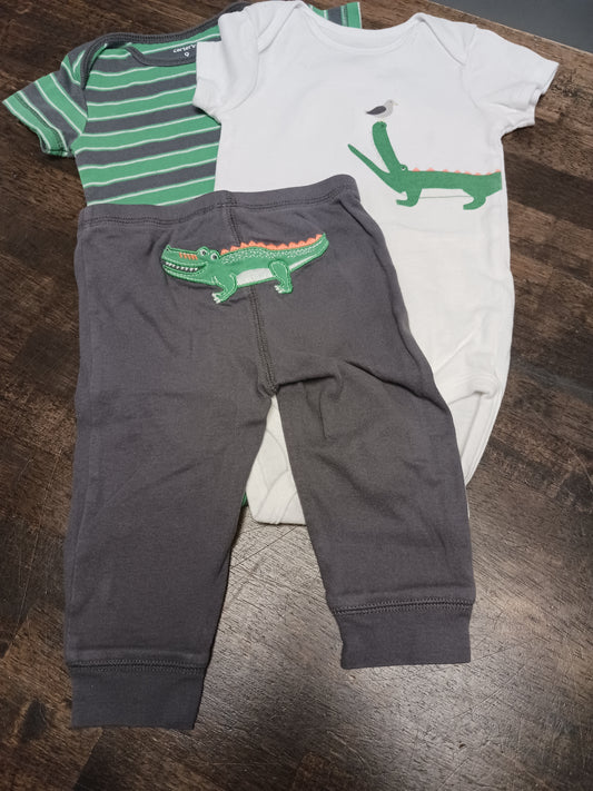 White/Green/Grey Carters Outfit(3pc), 9M B