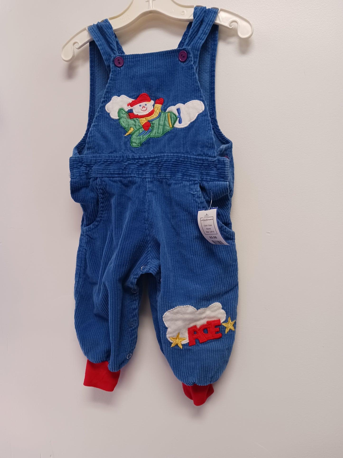 blue  AirPlane Bib Overalls, 12M B