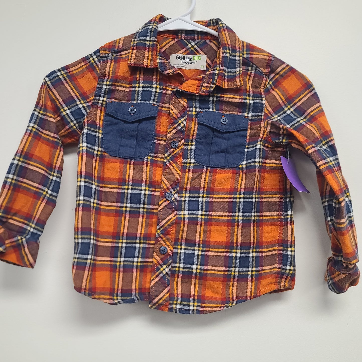 orange OshKosh Flannel Shirt, 5T B