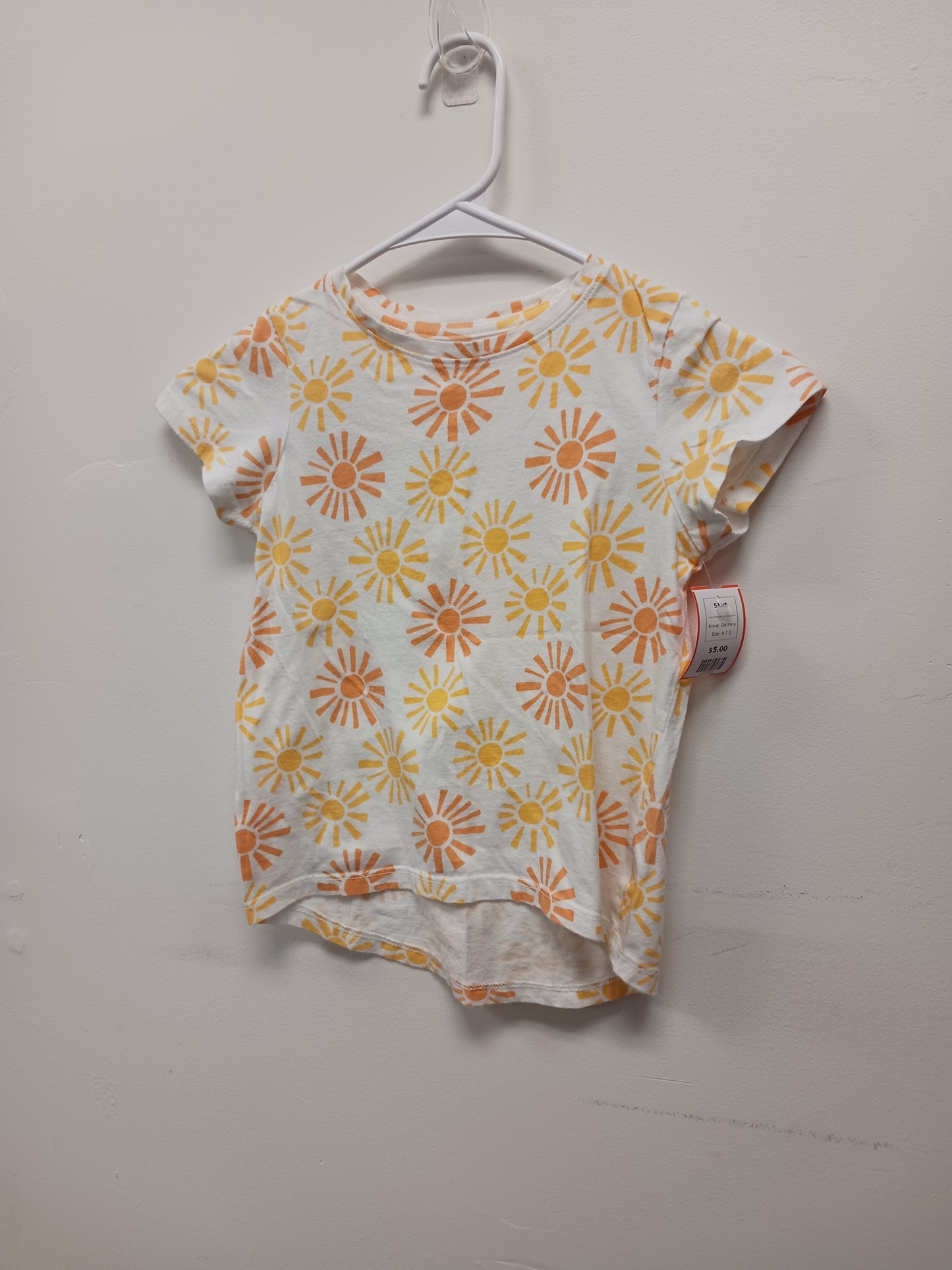 White/Yellow/Orange Sun Old Navy Shirt, 6-7 G