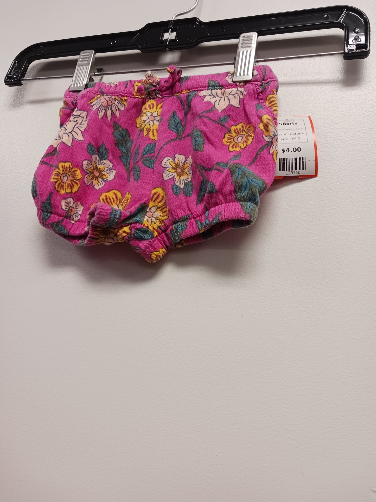 Pink/Yellow Flower Carters Shorts, 3M G