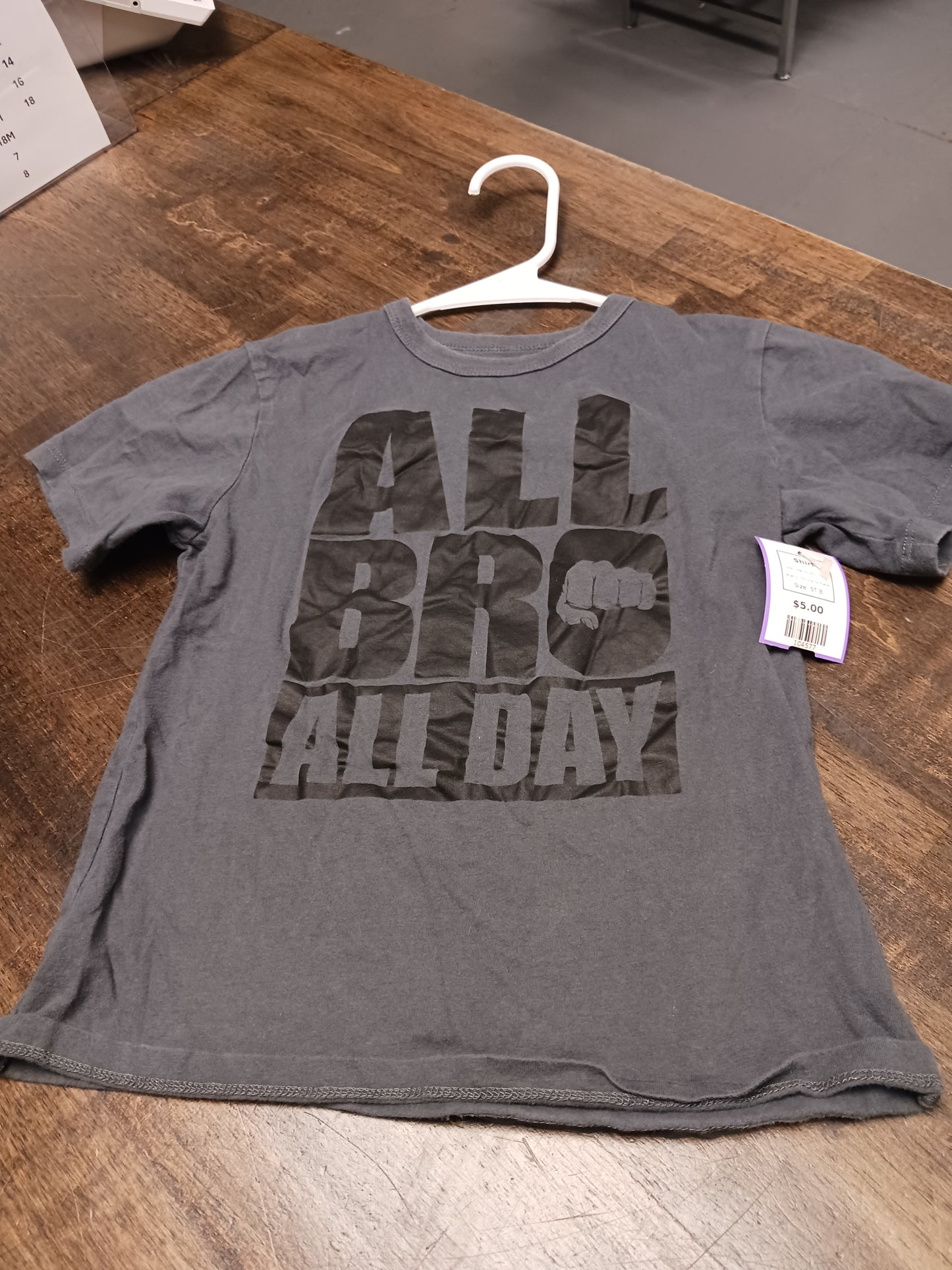 Grey All Bro All Day Childrens Place Shirt, 5T B