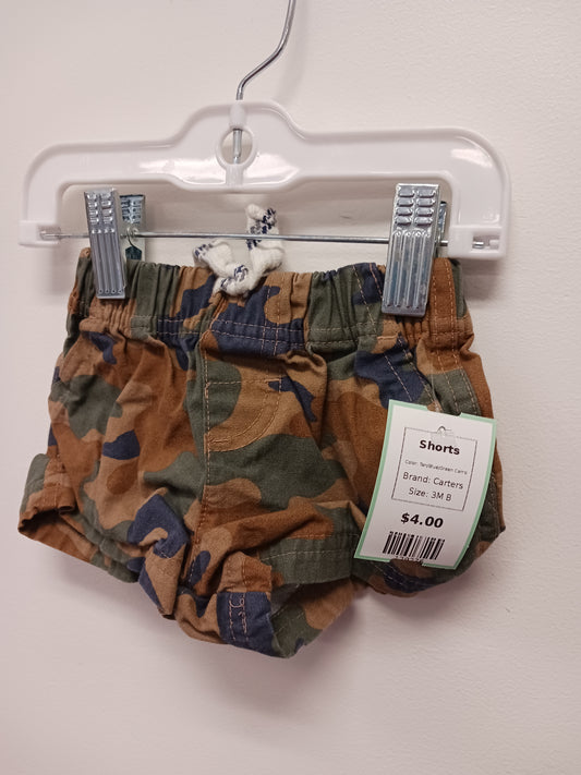 Tan/Blue/Green Camo Carters Shorts, 3M B