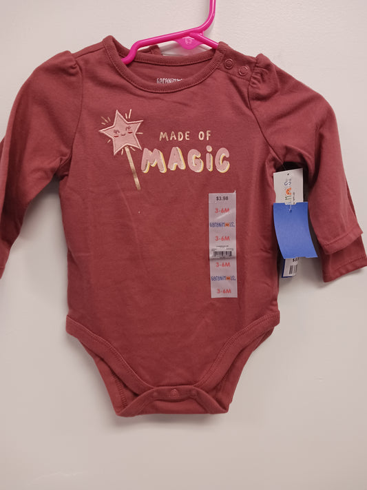 Pink Made Of Magic Garanimals Longsleeve Onesie, 3M G