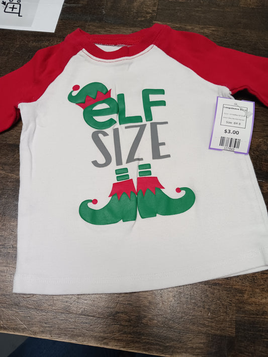 White/Red Elf Size Baby Favorite Playwear Longsleeve Shirt, 6M B