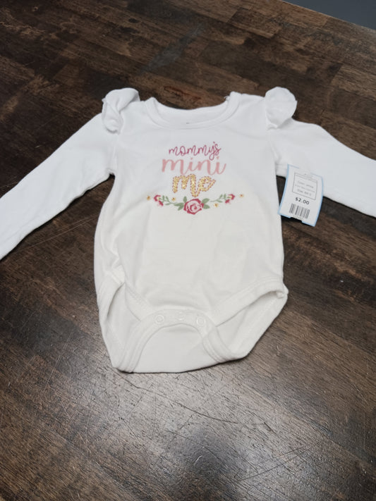 white Baby Essentials Long SLeeve Mommy's Mini Me Onesie, 6M G