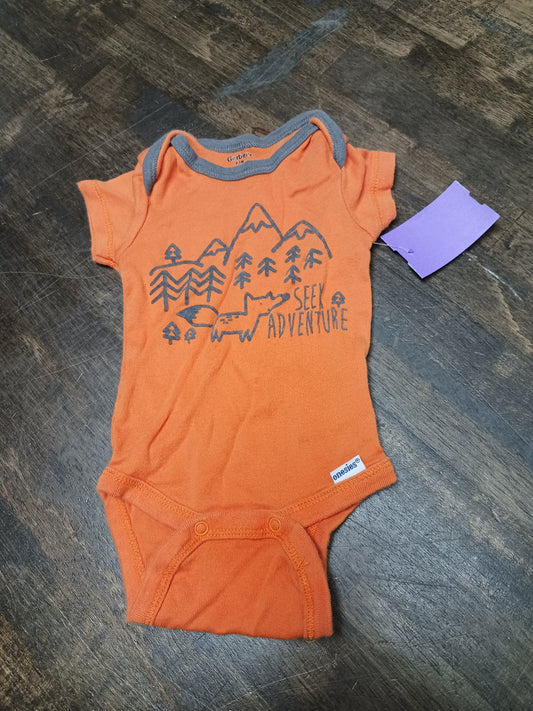 Orange/Grey Mountains Gerber Onesie, NB B