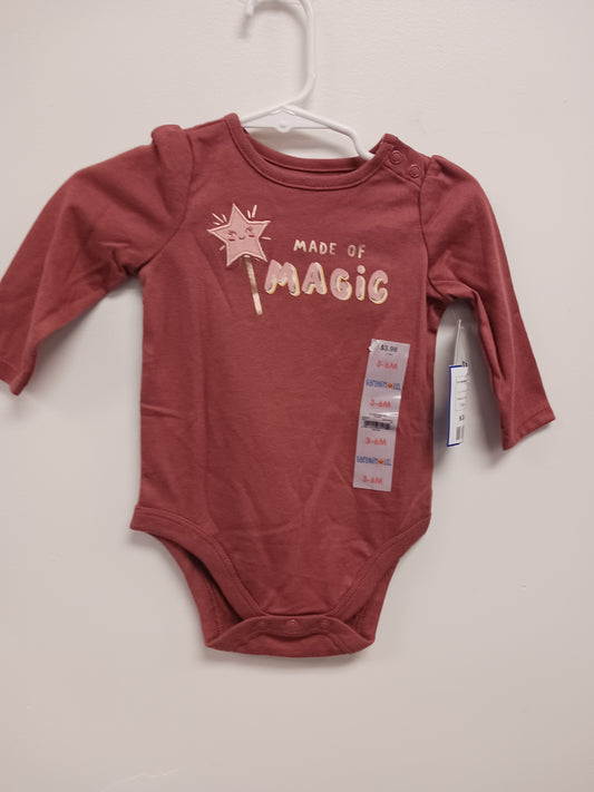 Pink Made Of Magic Garanimals Longsleeve Onesie, 3M G