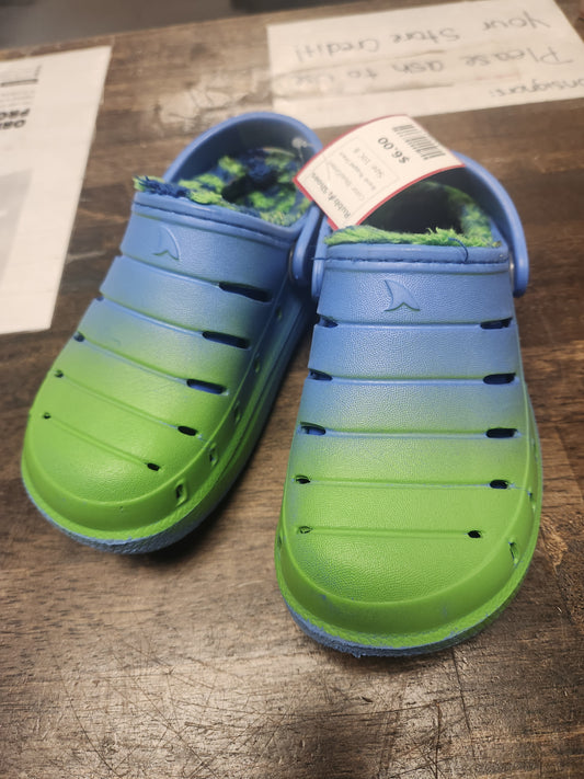 Blue/Green Rugged Shark Rubber Shoes, 10C B