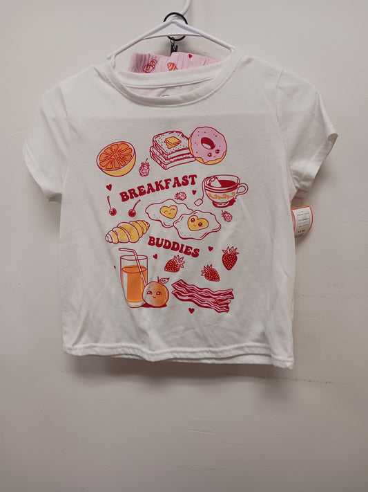 white/pink Wonder Nation 2 Piece Bacon/egg PJS, 10/12 G