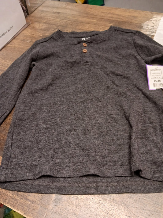 black Childrens Place Long Sleeve Henley, 5T B