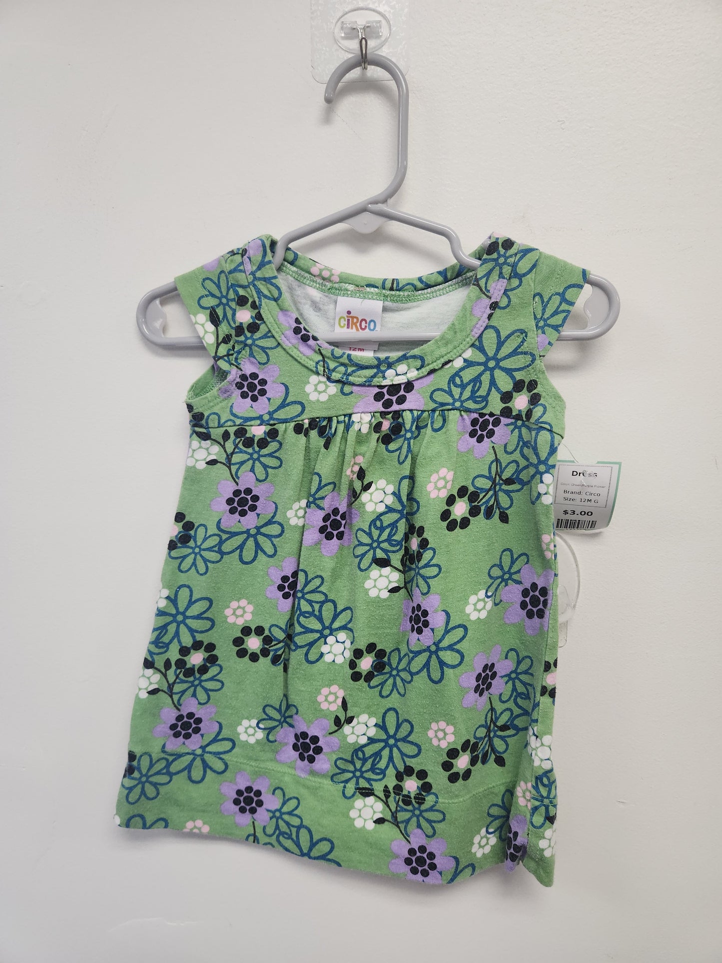 Green/Purple Flower Circo Dress, 12M G