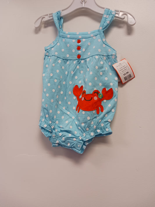 Blue Carters Crabby Poka Dot Tank Romper, 6M G