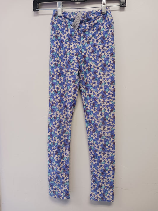 Blue/White Flower Lularoe Leggings, L/XL