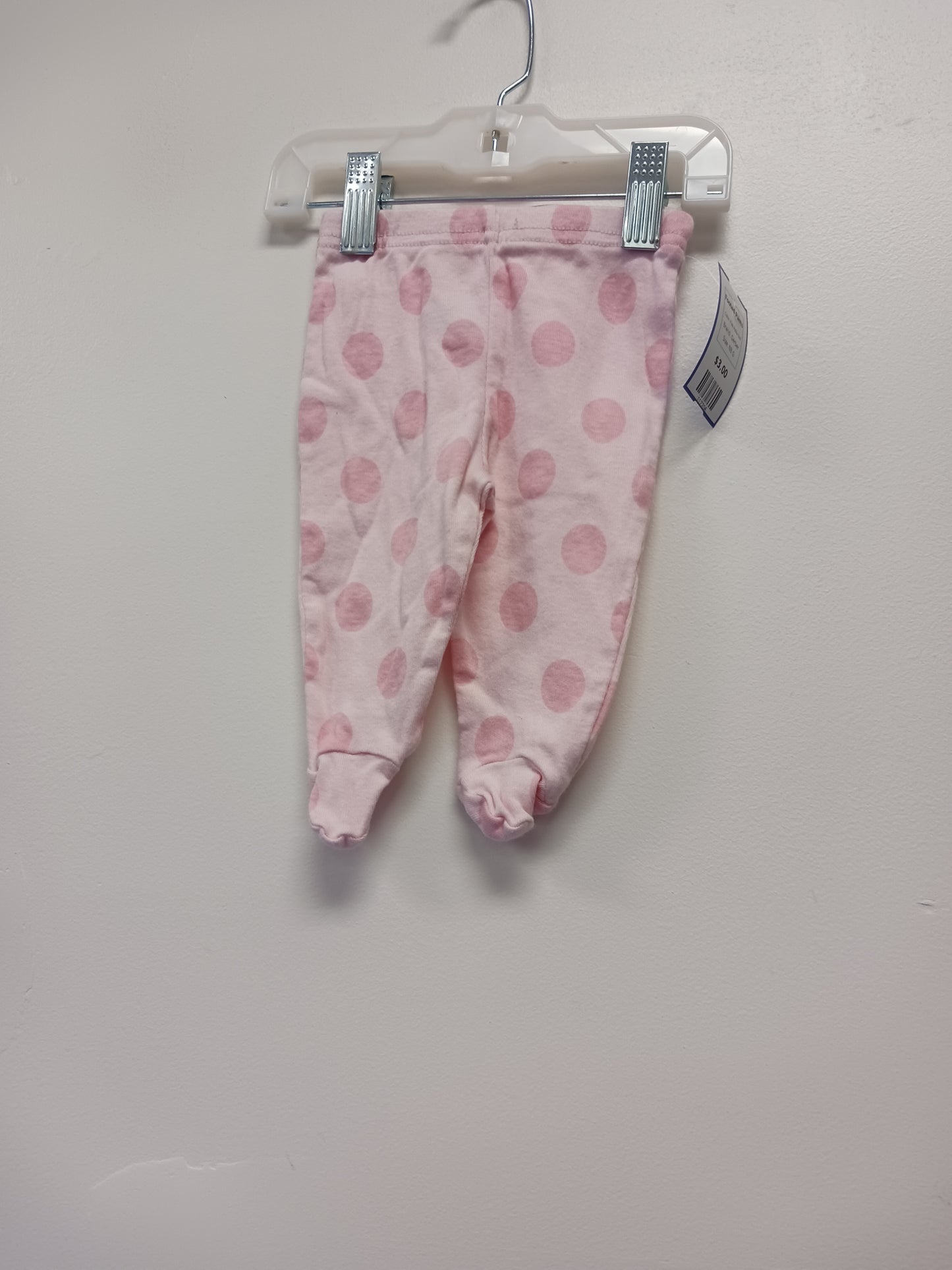 Pink Polka Dot Gerber Footed Pants, NB G