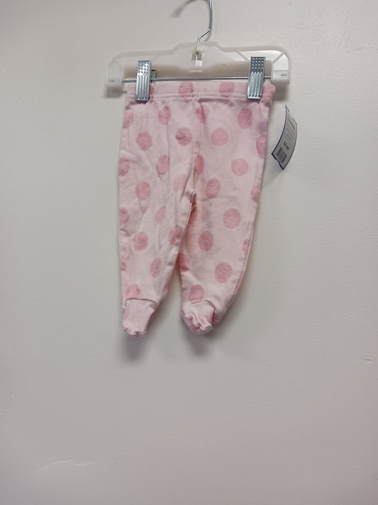 Pink Polka Dot Gerber Footed Pants, NB G