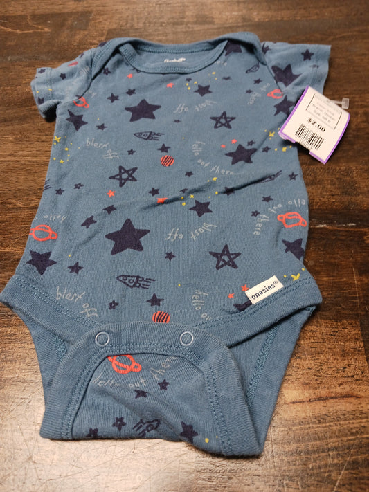 blue Gerber Stars Onesie 0-3m, NB B