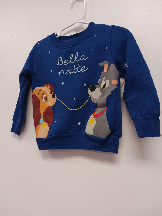 Blue disney dogs spaghetti sweatshirt, 2T G