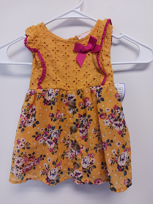 Yellow/Pink Flower Little Lass Tank Top, 5T G