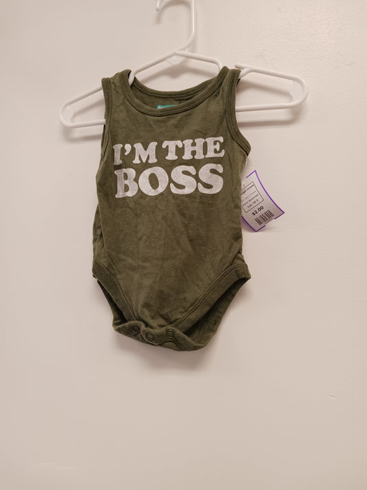 Green I'm The Boss Garanimals Tank Top Onesie, NB B