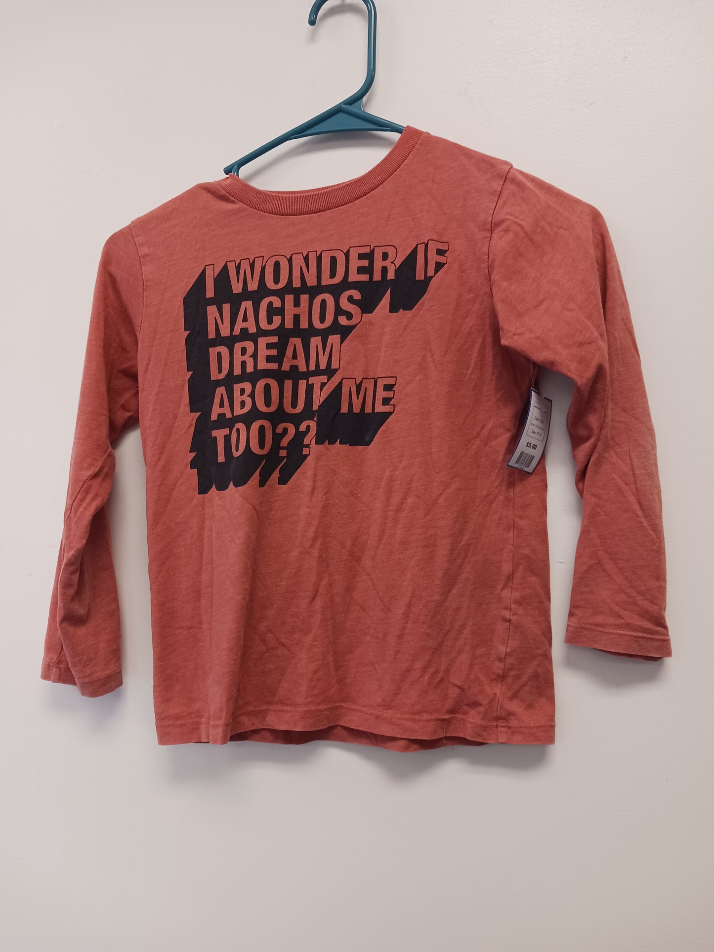 Rust Childrens Place Long Sleeve Nacho Tshirt  5/6, 5T B