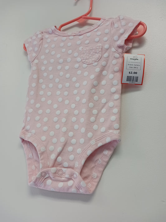 Pink/White Polka Dot Carters Onesie, 6M G