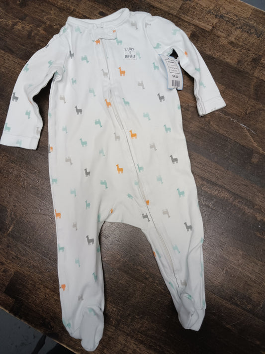 White/Colorful Llama Carters Sleeper, 3M B