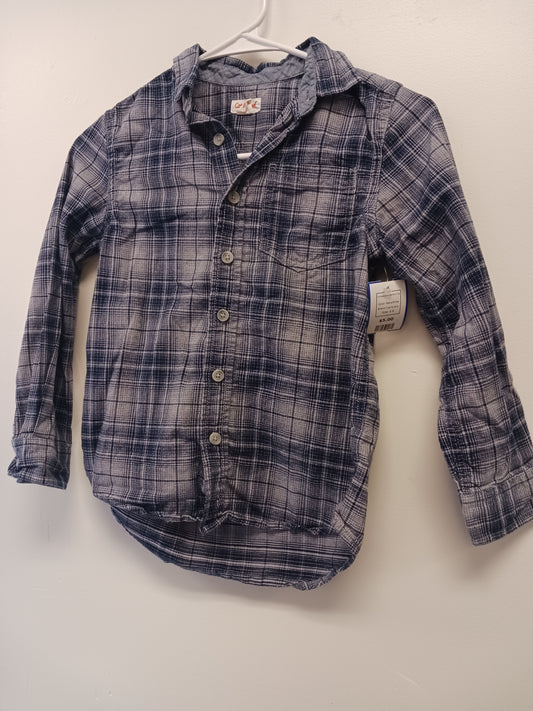 Navy/Grey Cat & Jack Longsleeve Button Up, 6 B