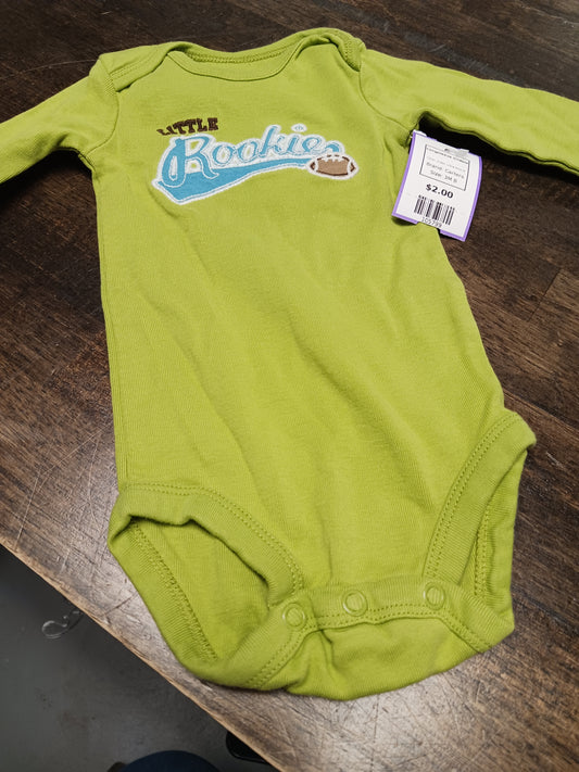 Green Little Rookie Carters Longsleeve Onesie, 3M B