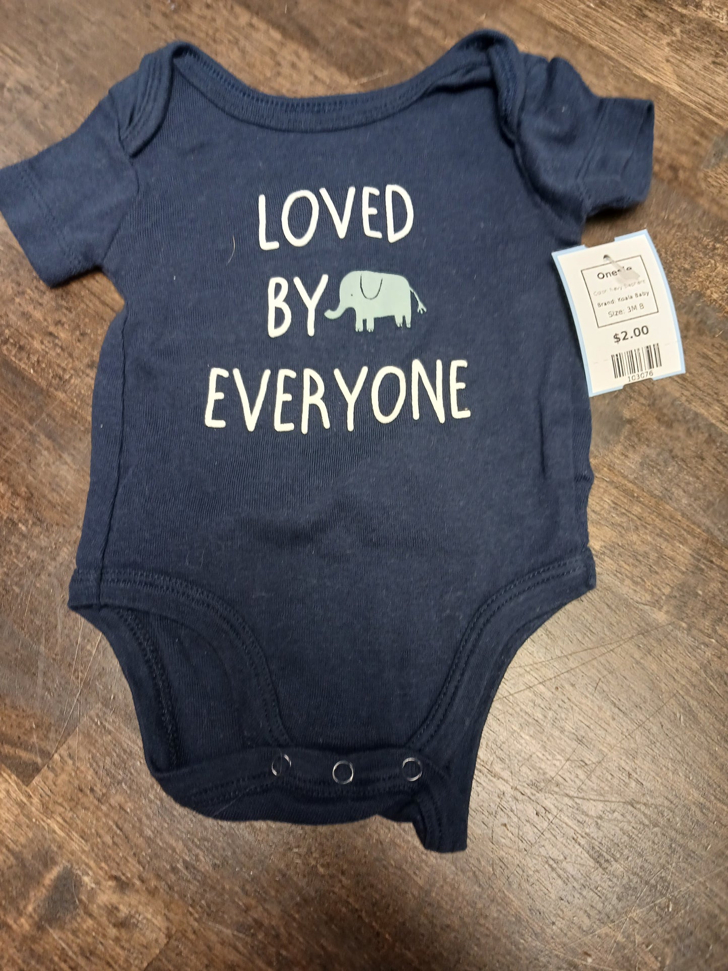 Navy Elephant Koala Baby Onesie, 3M B