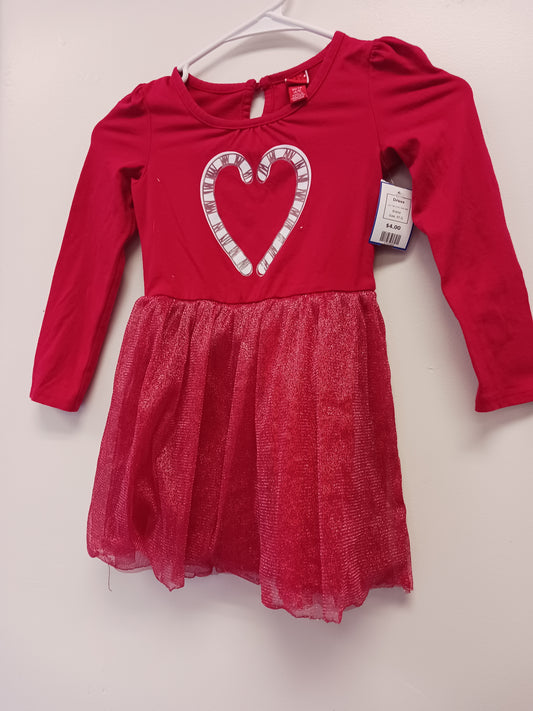 Red Candy Cane Heart  Dress, 4T G