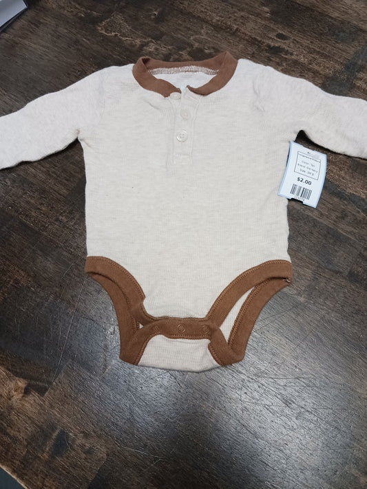 Tan Old Navy Longsleeve Onesie, 3M B