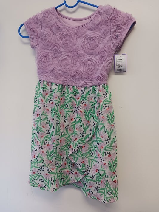 Purple/White/Green Flower Wonder Nation Dress, 6 G