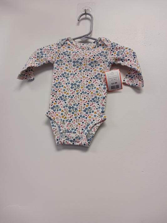 white/blue/pink just one you Long Sleeve Flower Onesie, NB G