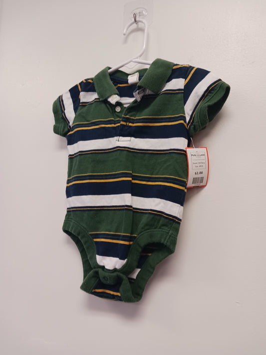 Green/Navy/Yellow/White Striped Old Navy Polo Onesie, 6M B