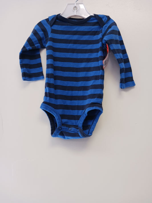 blue Carters Long Sleeve Striped Onesie, 9M B